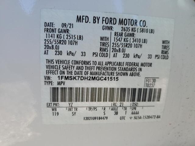 2021 FORD EXPLORER X - 1FMSK7DH2MGC41515