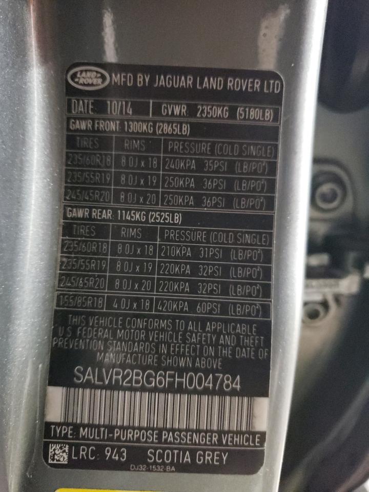 Lot #2996576547 2015 LAND ROVER RANGE ROVE