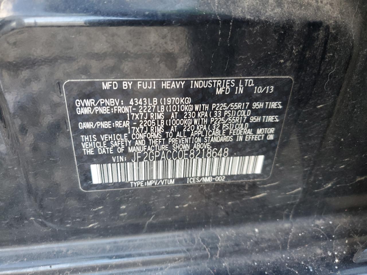 Lot #2976882271 2014 SUBARU XV CROSSTR