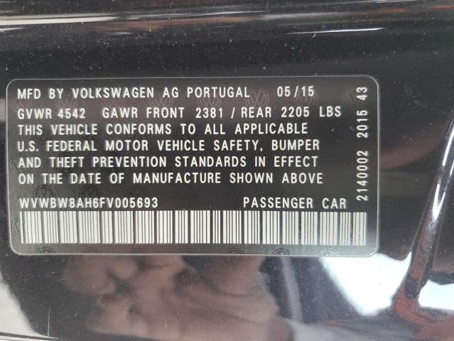 2015 VOLKSWAGEN EOS KOMFOR WVWBW8AH6FV005693