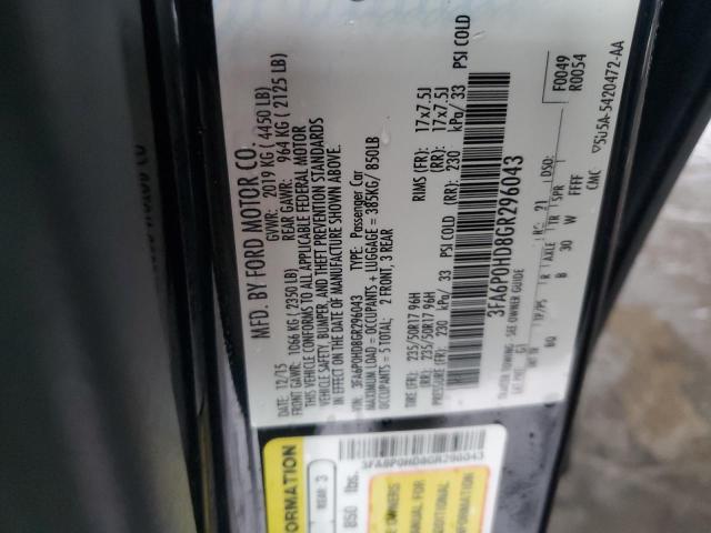 2016 FORD FUSION SE - 3FA6P0HD8GR296043