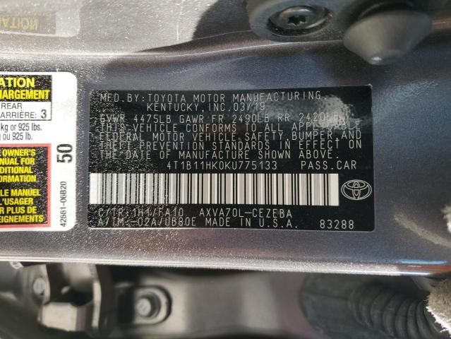 VIN 4T1B11HK0KU775133 2019 TOYOTA CAMRY no.12