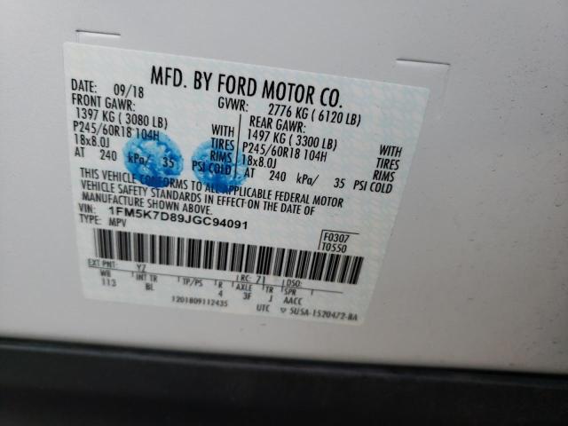 VIN 1FM5K7D89JGC94091 2018 Ford Explorer, Xlt no.13