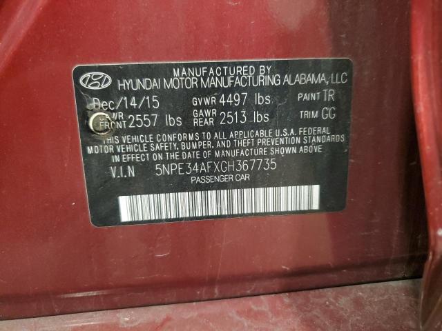 2016 HYUNDAI SONATA 5NPE34AFXGH367735