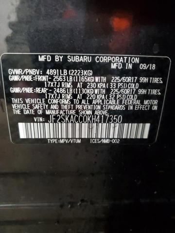 2019 SUBARU FORESTER JF2SKACC0KH417350