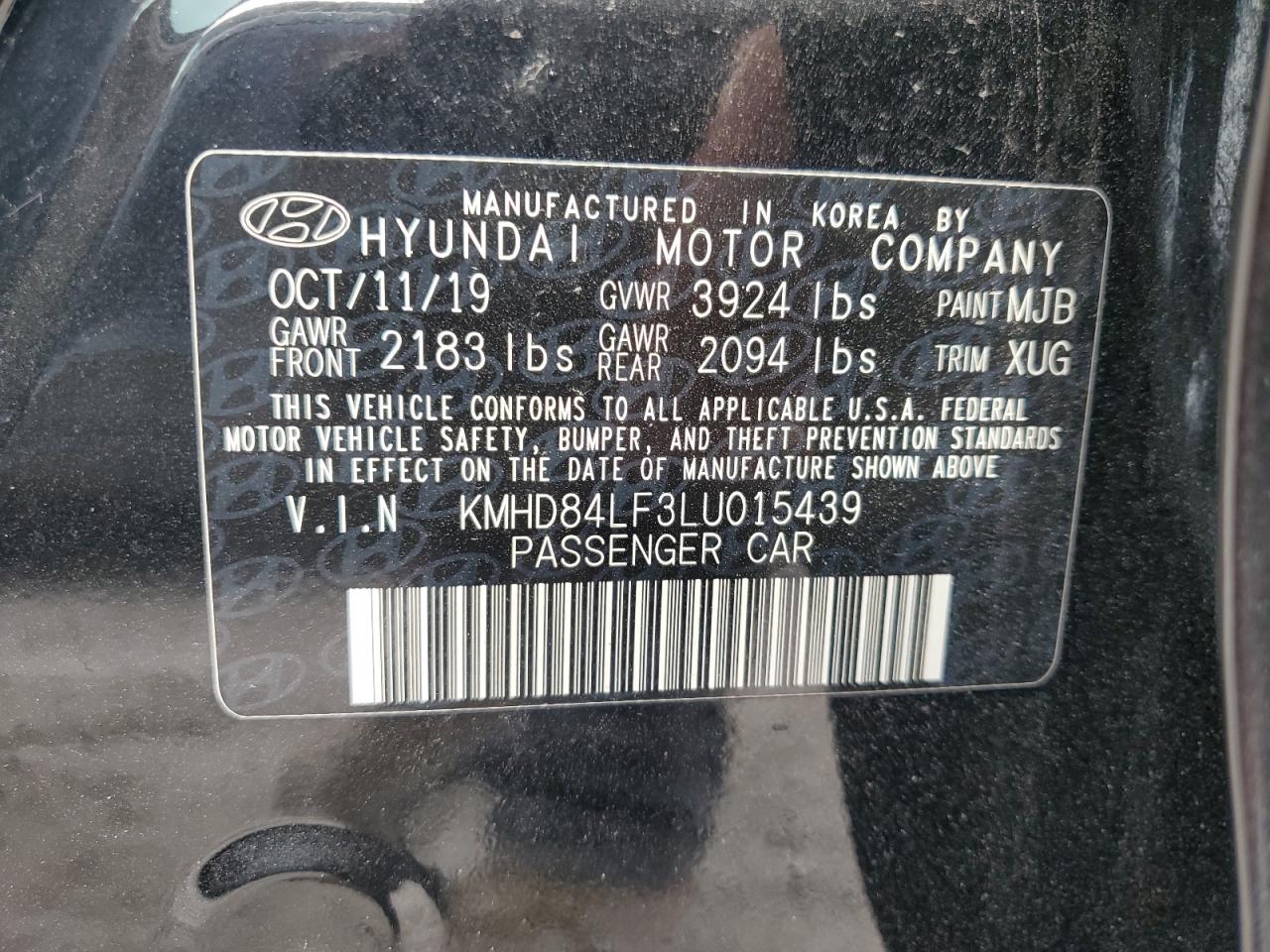 Lot #2989040534 2020 HYUNDAI ELANTRA SE