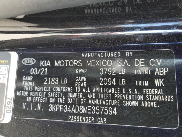 2021 KIA FORTE GT L - 3KPF34AD8ME357594