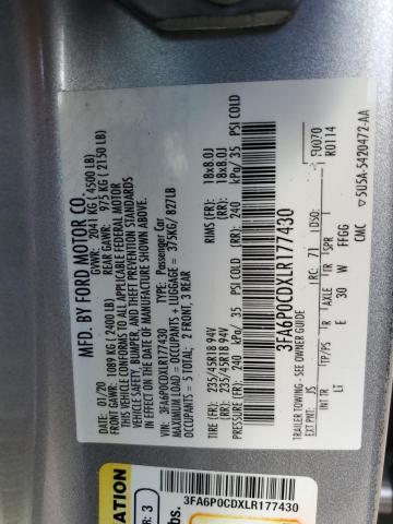 2020 FORD FUSION SEL - 3FA6P0CDXLR177430