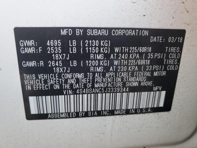 VIN 4S4BSANC5J3339344 2018 Subaru Outback, 2.5I Lim... no.13