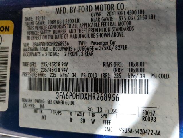 VIN 3FA6P0HDXHR268956 2017 Ford Fusion, SE no.13