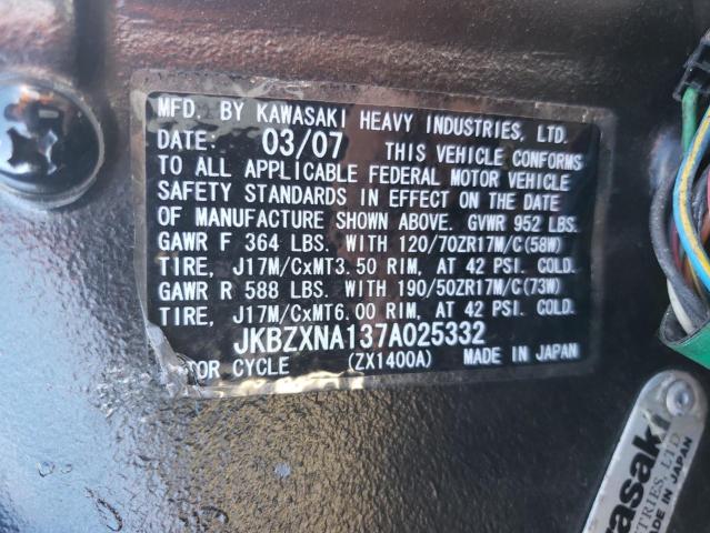 2007 KAWASAKI ZX1400 A JKBZXNA137A025332