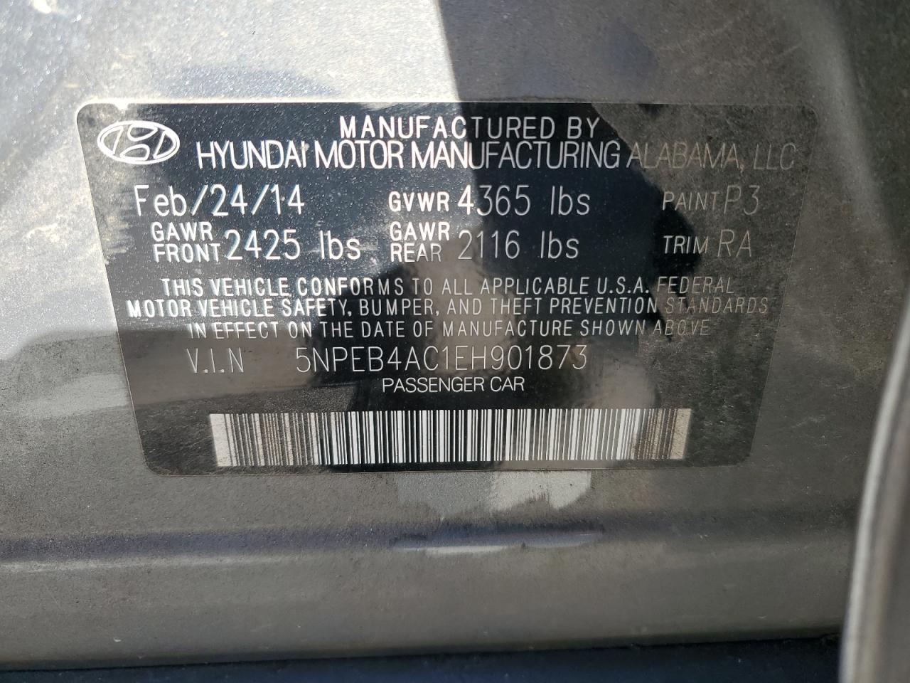 Lot #3024263897 2014 HYUNDAI SONATA GLS