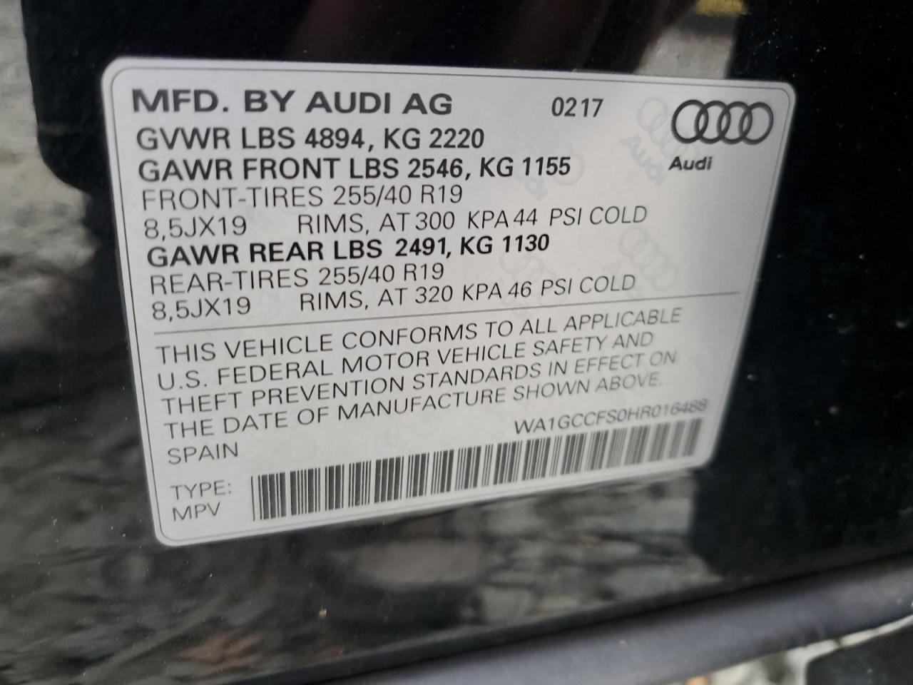 Lot #2962488733 2017 AUDI Q3 PRESTIG