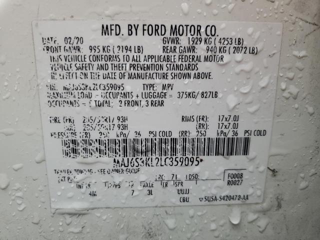 VIN MAJ6S3KL2LC359095 2020 FORD ECOSPORT no.14