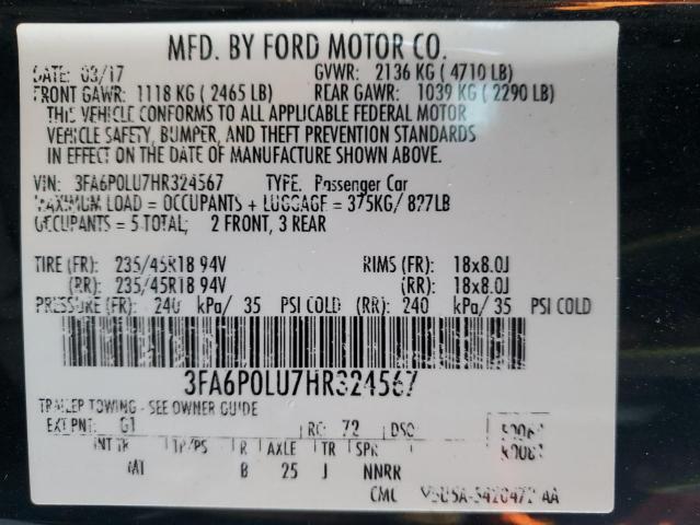 2017 FORD FUSION SE - 3FA6P0LU7HR324567