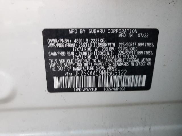 2022 SUBARU FORESTER JF2SKAAC9NH505322