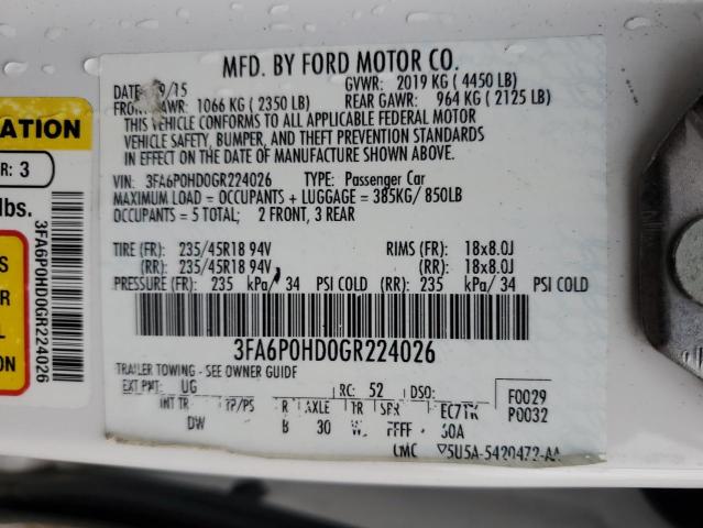 VIN 3FA6P0HD0GR224026 2016 Ford Fusion, SE no.13