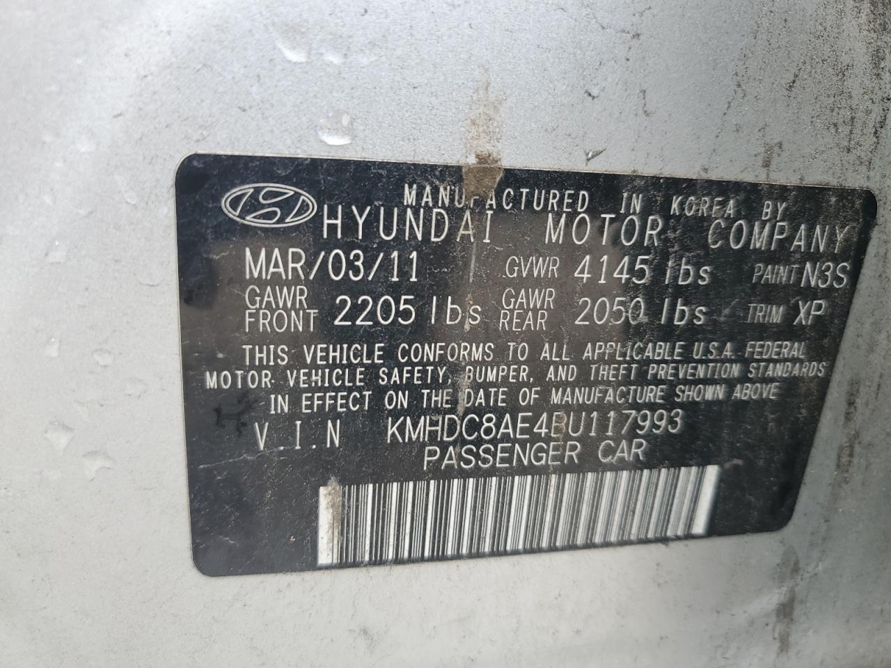 Lot #2974624504 2011 HYUNDAI ELANTRA TO