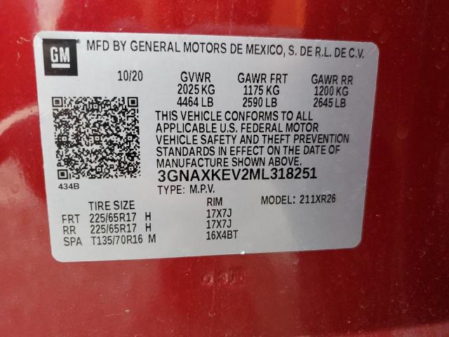 2021 CHEVROLET EQUINOX LT - 3GNAXKEV2ML318251
