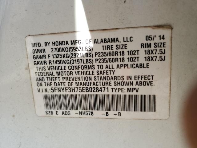 VIN 5FNYF3H75EB028471 2014 HONDA PILOT no.13