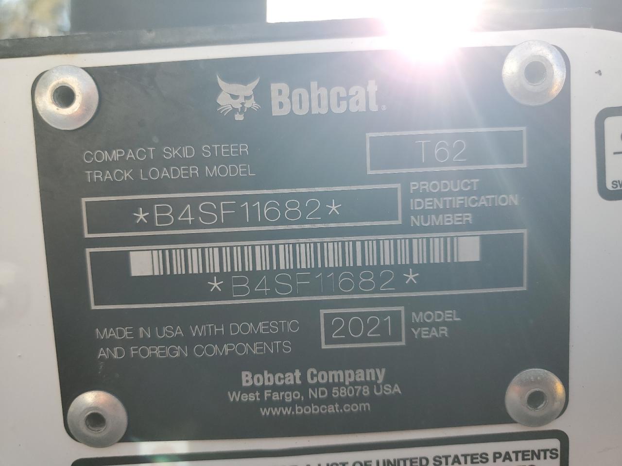 Lot #2970004982 2021 BOBCAT T62