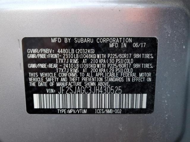 2018 SUBARU FORESTER JF2SJAGC3JH430525