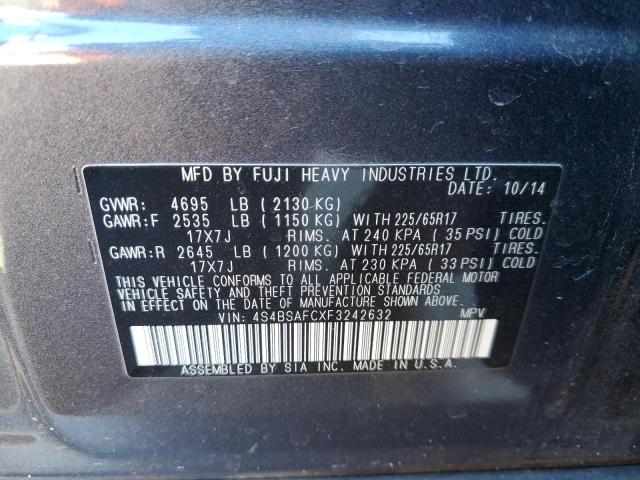 VIN 4S4BSAFCXF3242632 2015 SUBARU OUTBACK no.13