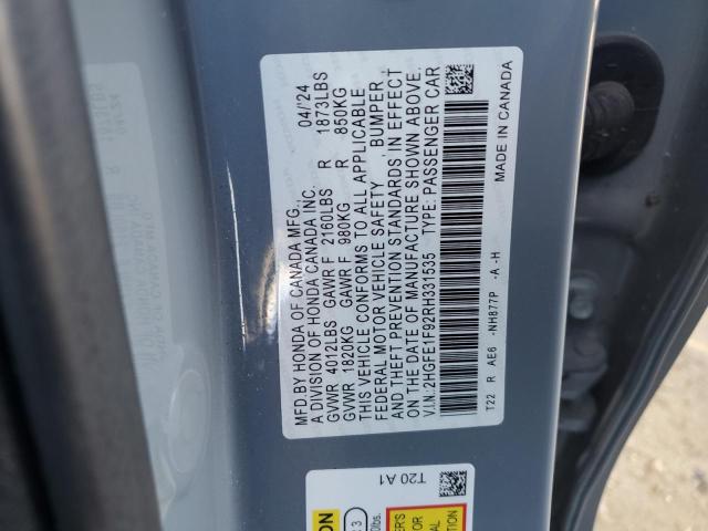 2024 HONDA CIVIC TOUR - 2HGFE1F92RH331535