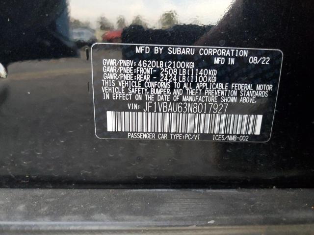 2022 SUBARU WRX GT JF1VBAU63N8017927