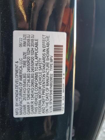 2022 HONDA PILOT TOUR - 5FNYF5H61NB029832