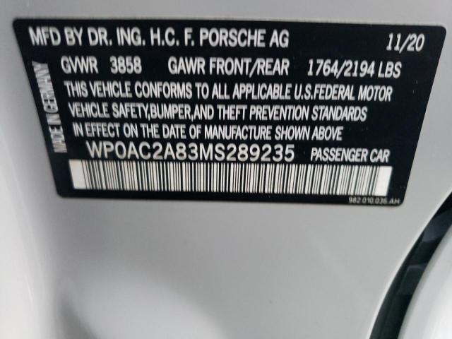 2021 PORSCHE CAYMAN GT4 - WP0AC2A83MS289235