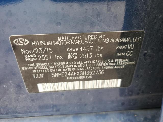 VIN 5NPE24AFXGH352736 2016 HYUNDAI SONATA no.12