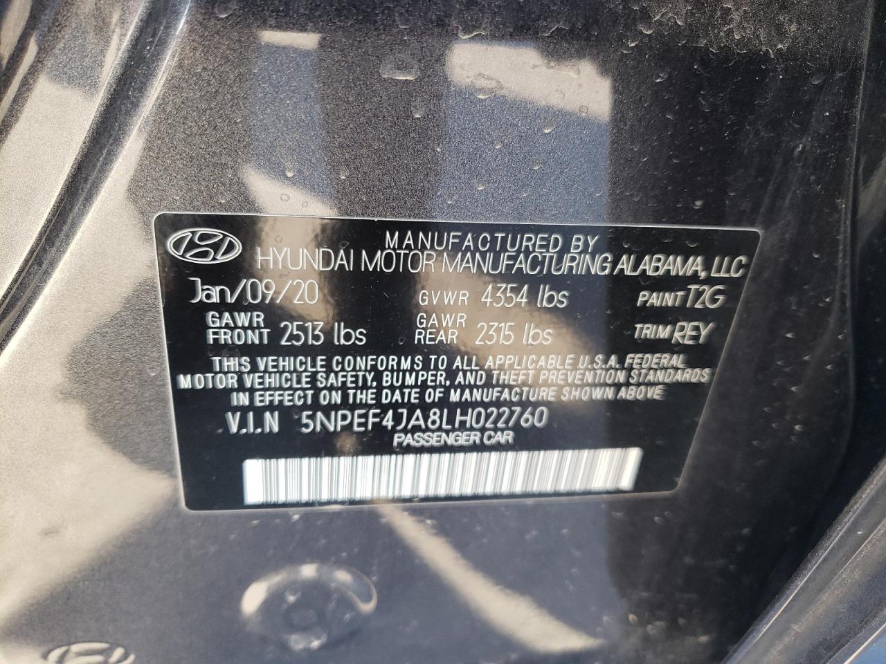 Lot #2988535290 2020 HYUNDAI SONATA SEL