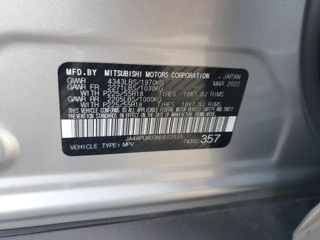 2022 MITSUBISHI OUTLANDER - JA4APUAU3NU012033
