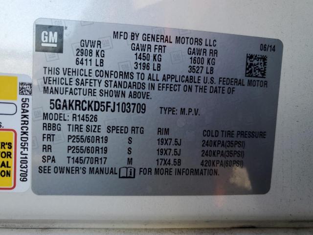2015 BUICK ENCLAVE - 5GAKRCKD5FJ103709