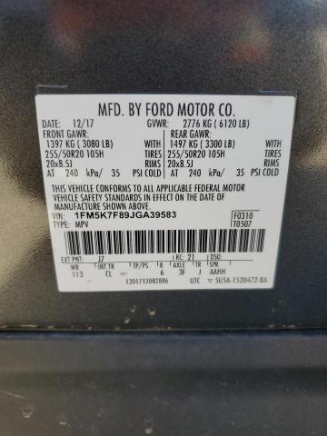 2018 FORD EXPLORER L - 1FM5K7F89JGA39583