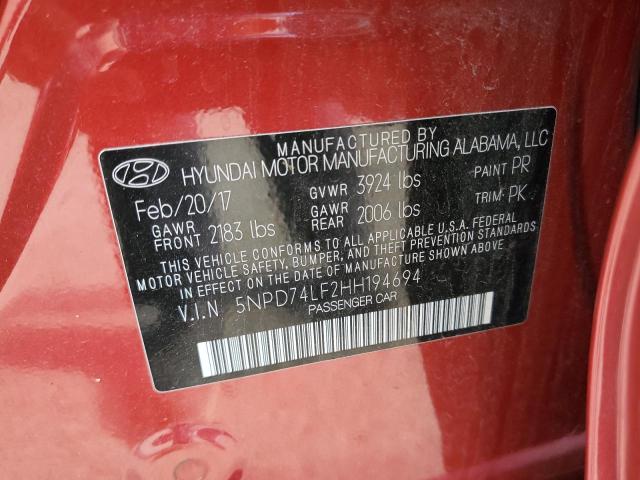 2017 HYUNDAI ELANTRA SE - 5NPD74LF2HH194694