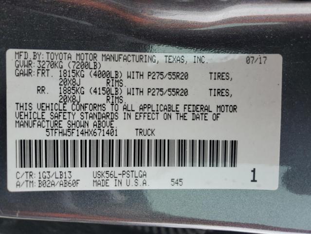 2017 TOYOTA TUNDRA CRE - 5TFHW5F14HX671401