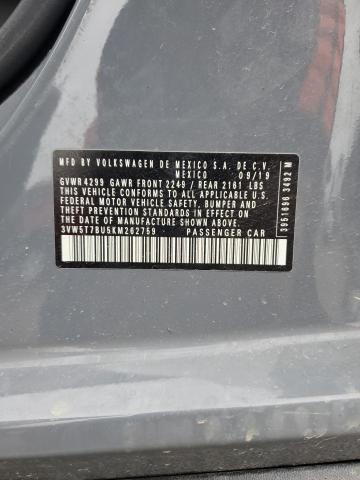 2019 VOLKSWAGEN JETTA GLI - 3VW5T7BU5KM262759
