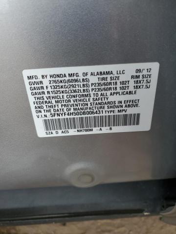 VIN 5FNYF4H50DB006431 2013 HONDA PILOT no.13