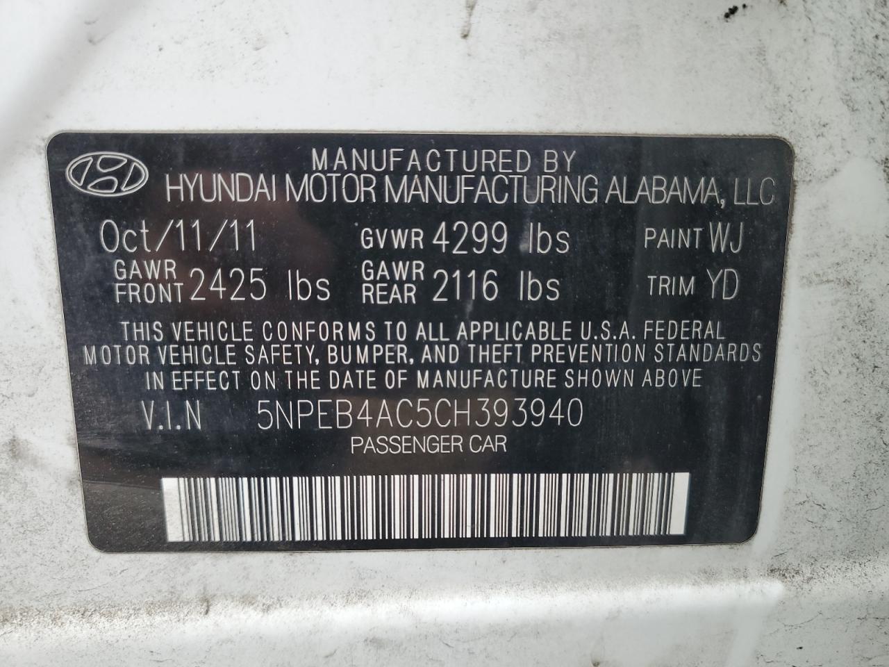 Lot #3021889323 2012 HYUNDAI SONATA GLS