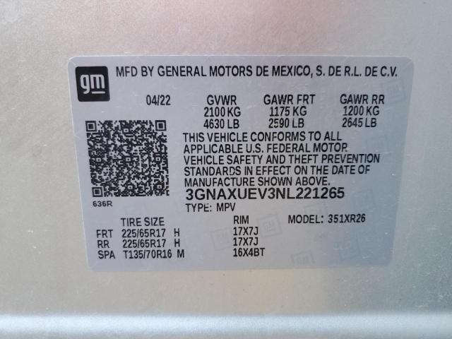 2022 CHEVROLET EQUINOX LT - 3GNAXUEV3NL221265