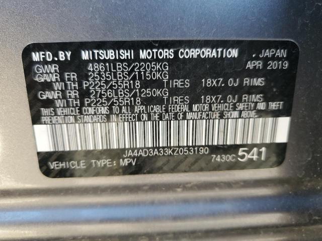 2019 MITSUBISHI OUTLANDER - JA4AD3A33KZ053190