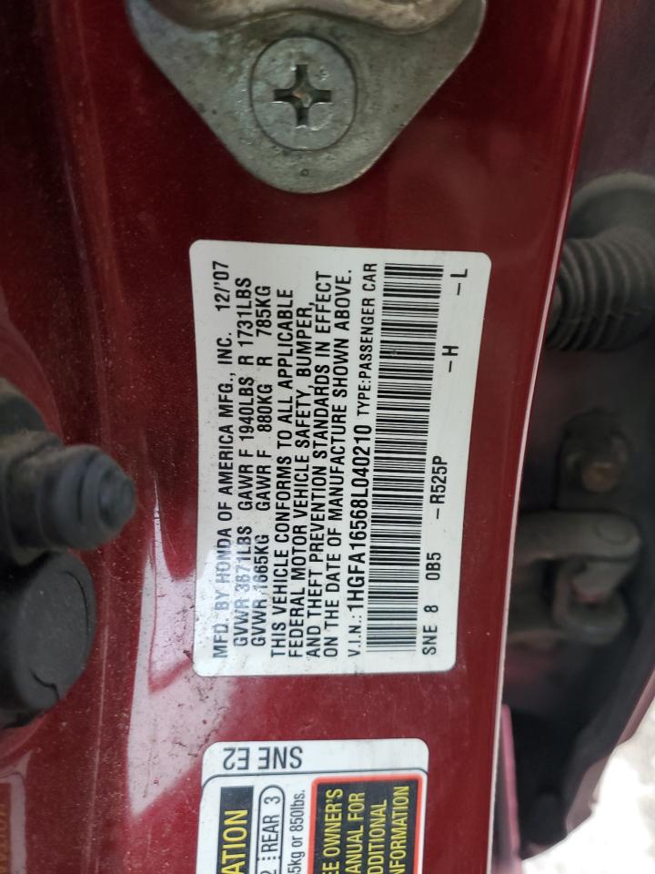 Lot #2998254460 2008 HONDA CIVIC LX