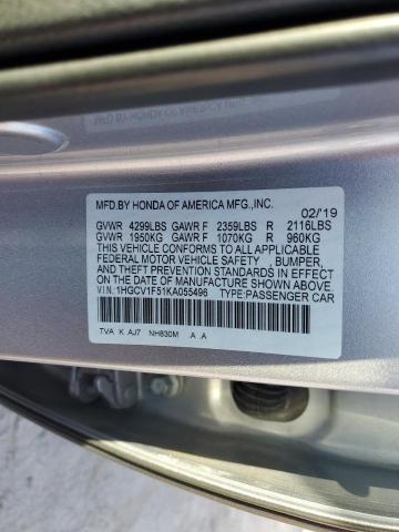 2019 HONDA ACCORD EXL - 1HGCV1F51KA055496