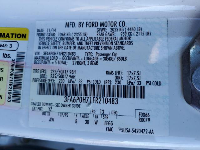 VIN 3FA6P0H71FR210483 2015 Ford Fusion, SE no.12