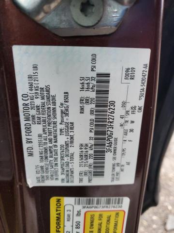 2015 FORD FUSION S - 3FA6P0G73FR276230