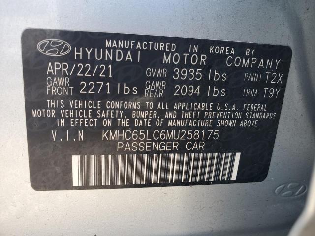 2021 HYUNDAI IONIQ BLUE KMHC65LC6MU258175