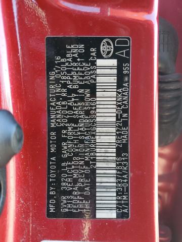 2T1BURHEXGC599460 2016 TOYOTA COROLLA