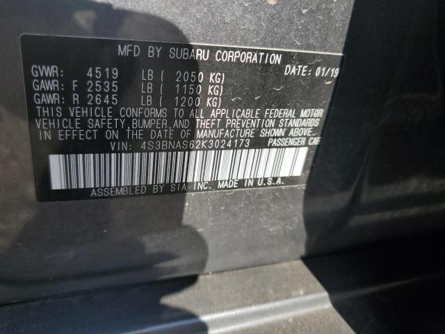 2019 SUBARU LEGACY SPO 4S3BNAS62K3024173